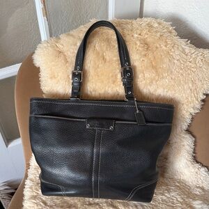 Coach Black Leather Tote Bag